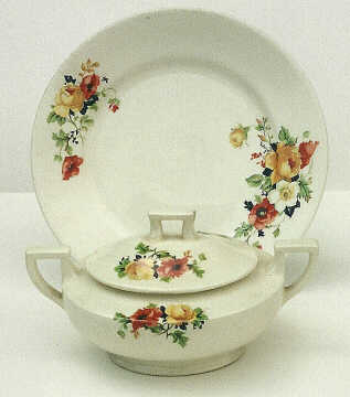 Homer Laughlin Poppy and Rose Pattern Plate Teacup and Saucer