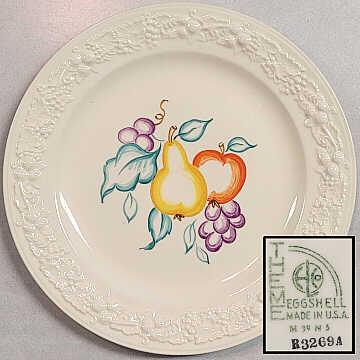 Eggshell Theme Homer Laughlin 8" dessert Plate Cream And Floral B47n5 made USA 