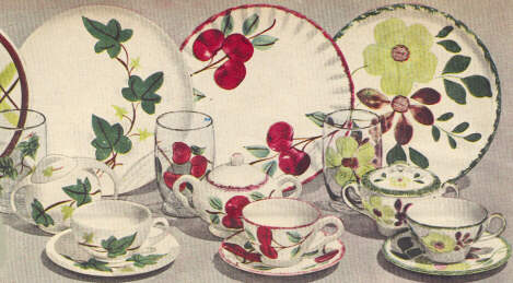 Set of Three 3 Vintage 1940s Blue Ridge Southern Pottery 'SUN BOUQUET' Dinner Plates